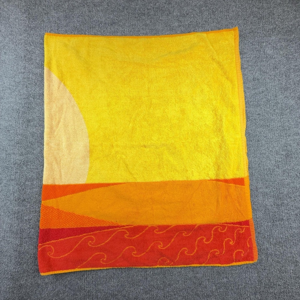 Seven Seas Beach Towel Yellow Sunset Sailboat Ocean Waves 20x30 Cotton Brazil
